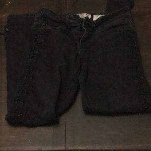 Black skinny jeans with tie sides